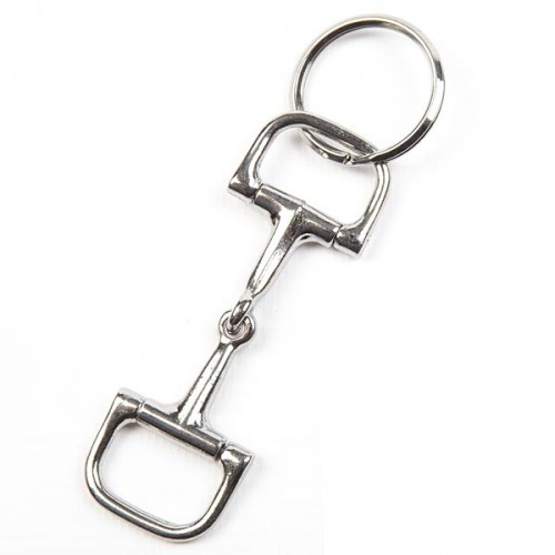 Heavy Chrome Equestrian Key Ring - D-Ring Snaffle Bit Key Ring